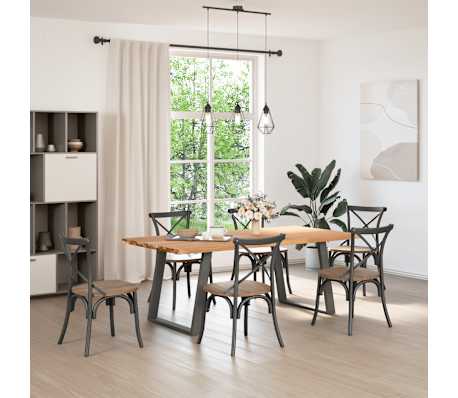 vidaXL Eettafel met natuurlijke rand massief eikenhout rechthoekig