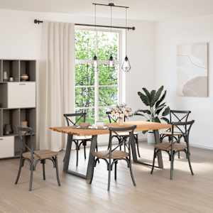 vidaXL Eettafel met natuurlijke rand massief eikenhout rechthoekig