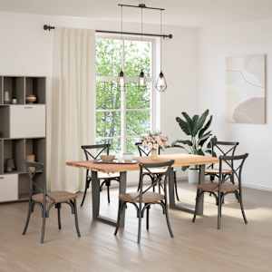 vidaXL Dining Table Light brown, Anthracite
