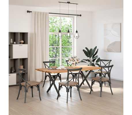 vidaXL Eettafel met natuurlijke rand massief eikenhout rechthoekig