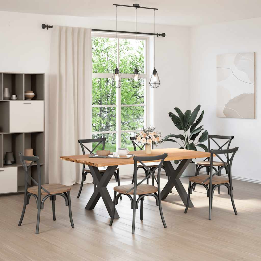 vidaXL Eettafel met natuurlijke rand massief eikenhout rechthoekig afbeelding