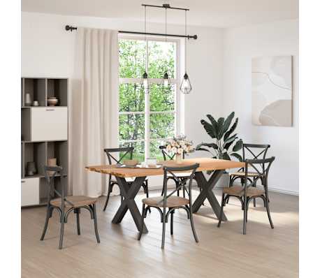 vidaXL Eettafel met natuurlijke rand massief eikenhout rechthoekig