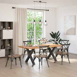 vidaXL Eettafel met natuurlijke rand massief eikenhout rechthoekig