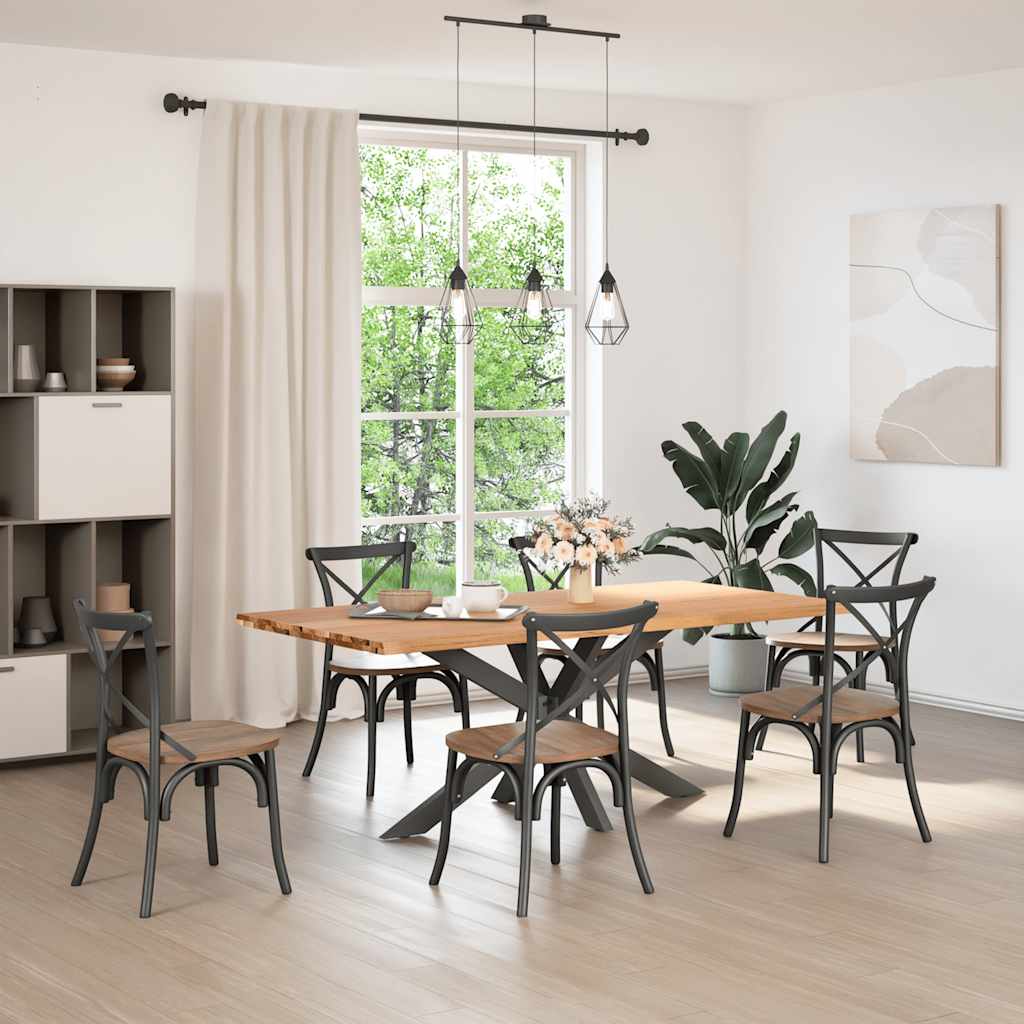 vidaXL Eettafel met natuurlijke rand massief eikenhout rechthoekig afbeelding