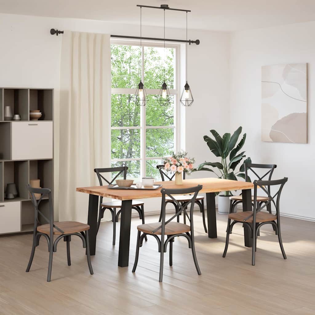 vidaXL Eettafel met natuurlijke rand massief eikenhout rechthoekig afbeelding