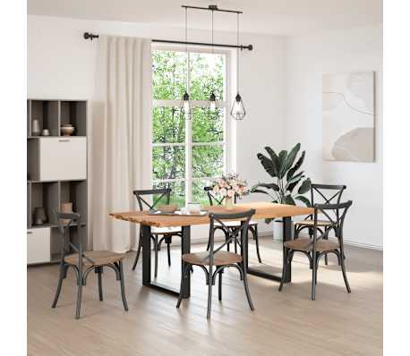 vidaXL Eettafel met natuurlijke rand massief eikenhout rechthoekig