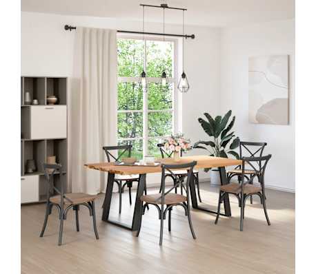 vidaXL Table &agrave; manger bord naturel bois massif ch&ecirc;ne rectangulaire