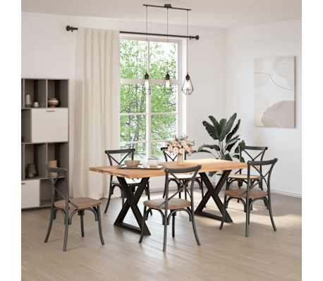 vidaXL Eettafel met natuurlijke rand 200x100x74cm eikenhout lichtbruin