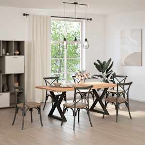 vidaXL Eettafel met natuurlijke rand 200x100x74cm eikenhout lichtbruin