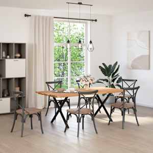 vidaXL Table &agrave; manger bord naturel bois massif ch&ecirc;ne rectangulaire