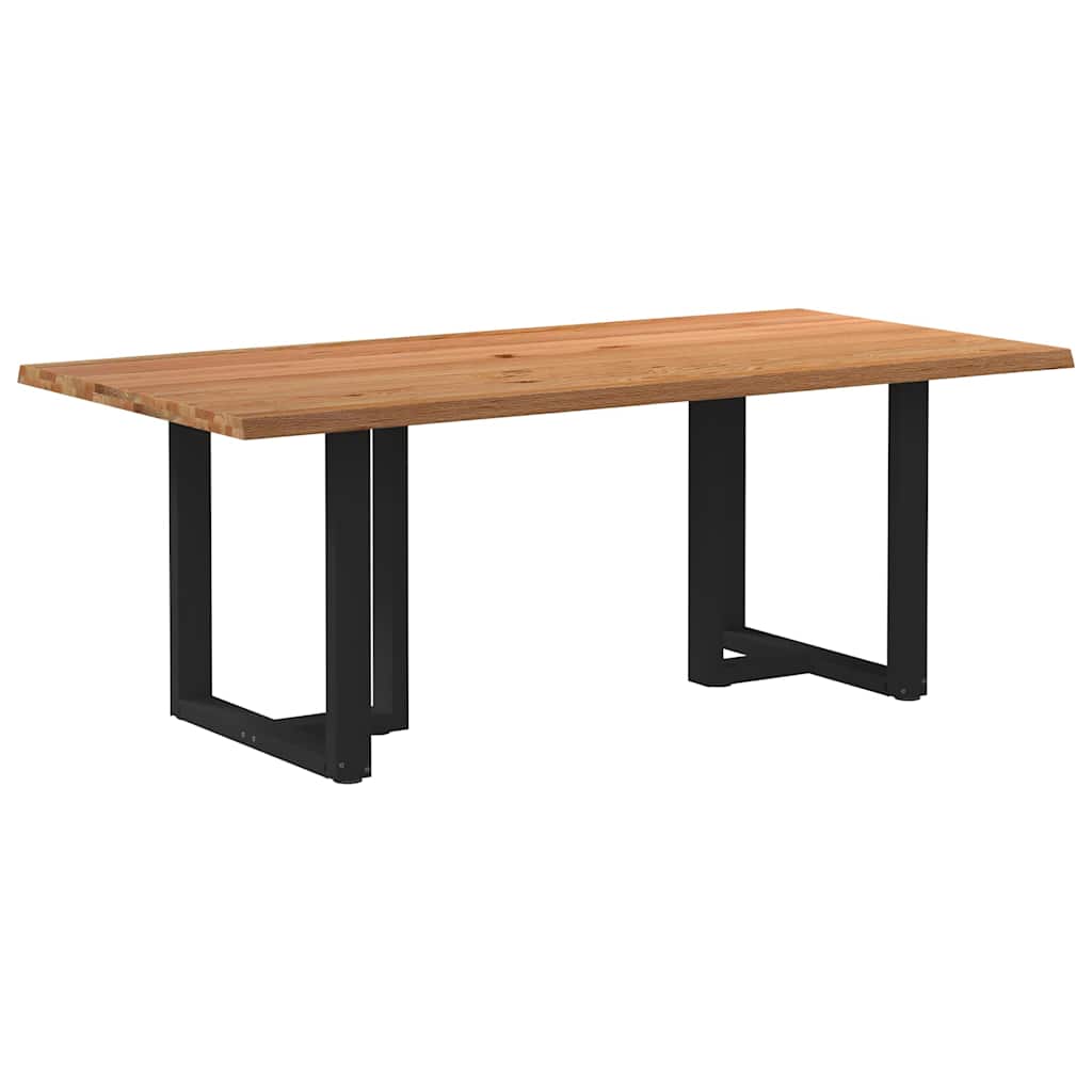 vidaXL Eettafel met natuurlijke rand massief eikenhout rechthoekig