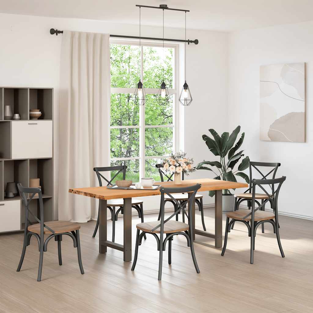 vidaXL Eettafel met natuurlijke rand massief eikenhout rechthoekig afbeelding