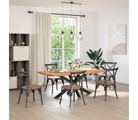 vidaXL Table &agrave; manger bord naturel bois massif ch&ecirc;ne rectangulaire