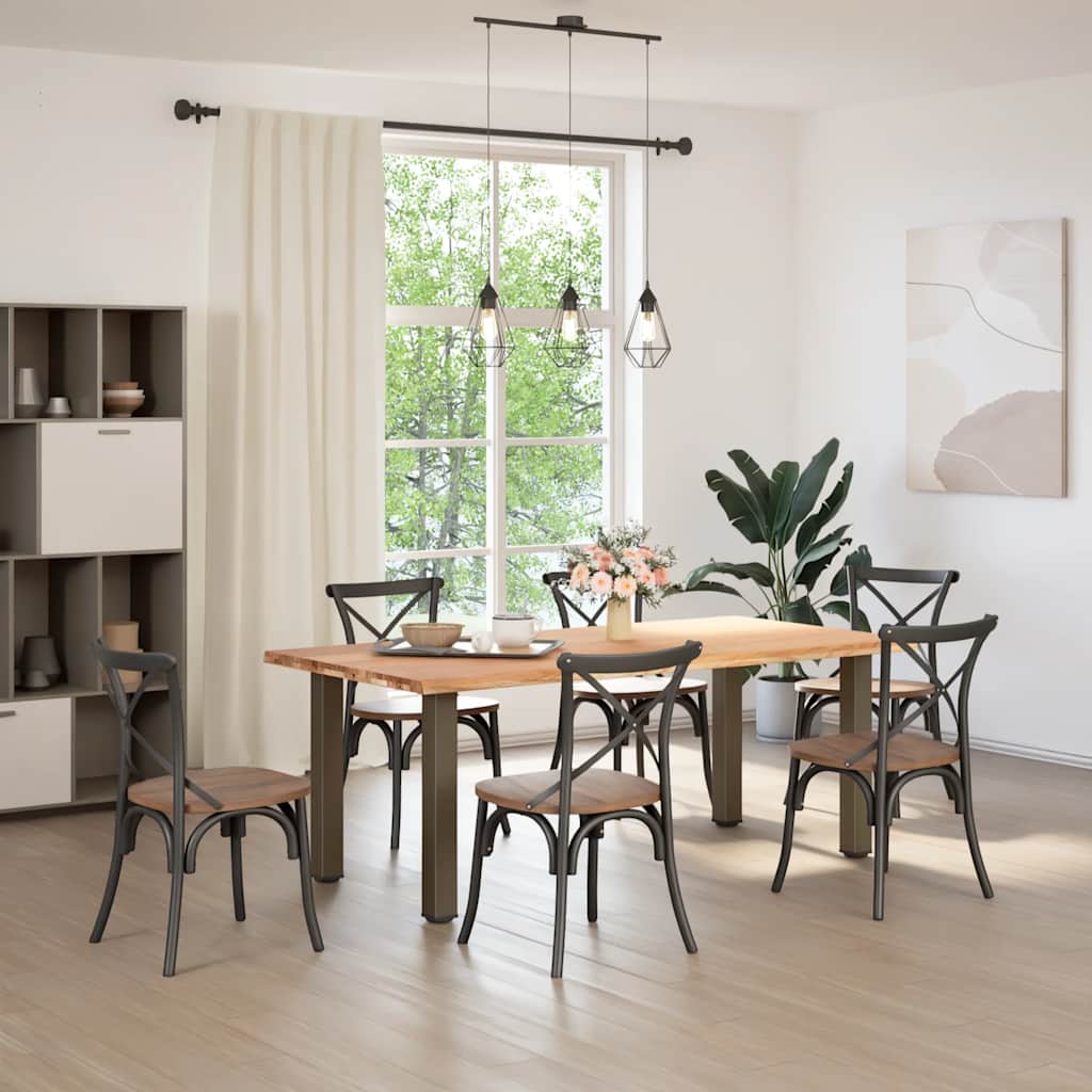 vidaXL Eettafel met natuurlijke rand massief eikenhout rechthoekig afbeelding