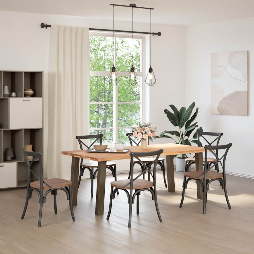 vidaXL Eettafel met natuurlijke rand massief eikenhout rechthoekig afbeelding