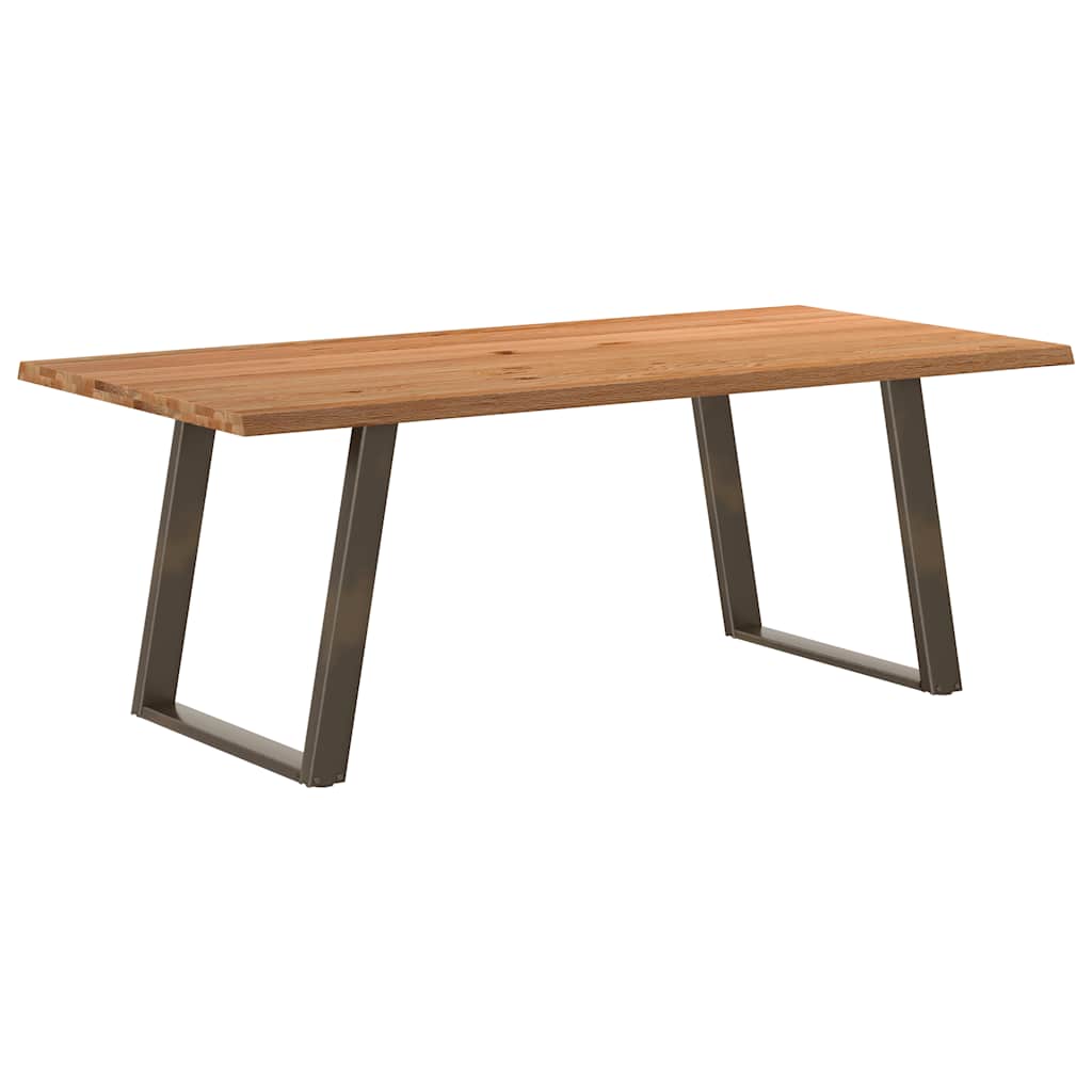 vidaXL Eettafel met natuurlijke rand massief eikenhout rechthoekig
