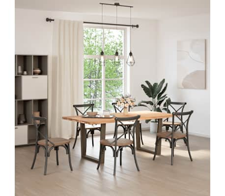 vidaXL Eettafel met natuurlijke rand 200x100x74 cm massief eikenhout