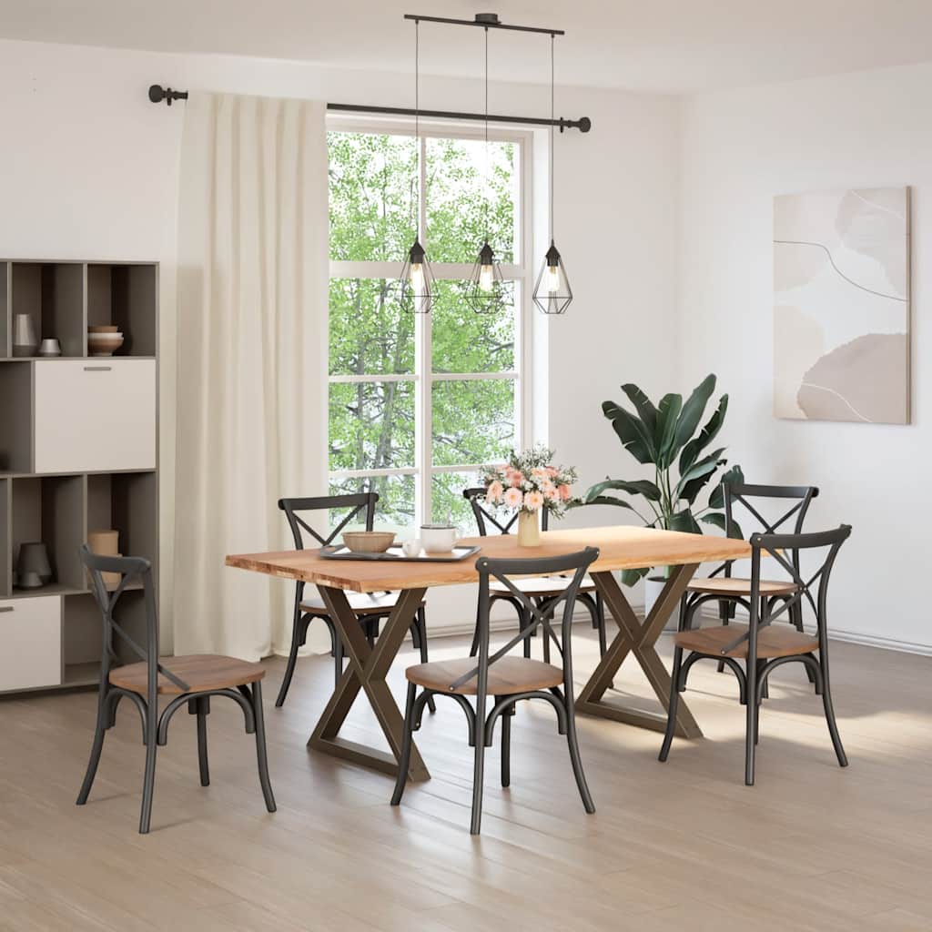 vidaXL Eettafel met natuurlijke rand 200x100x74cm eikenhout lichtbruin afbeelding