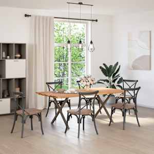 vidaXL Eettafel met natuurlijke rand massief eikenhout rechthoekig