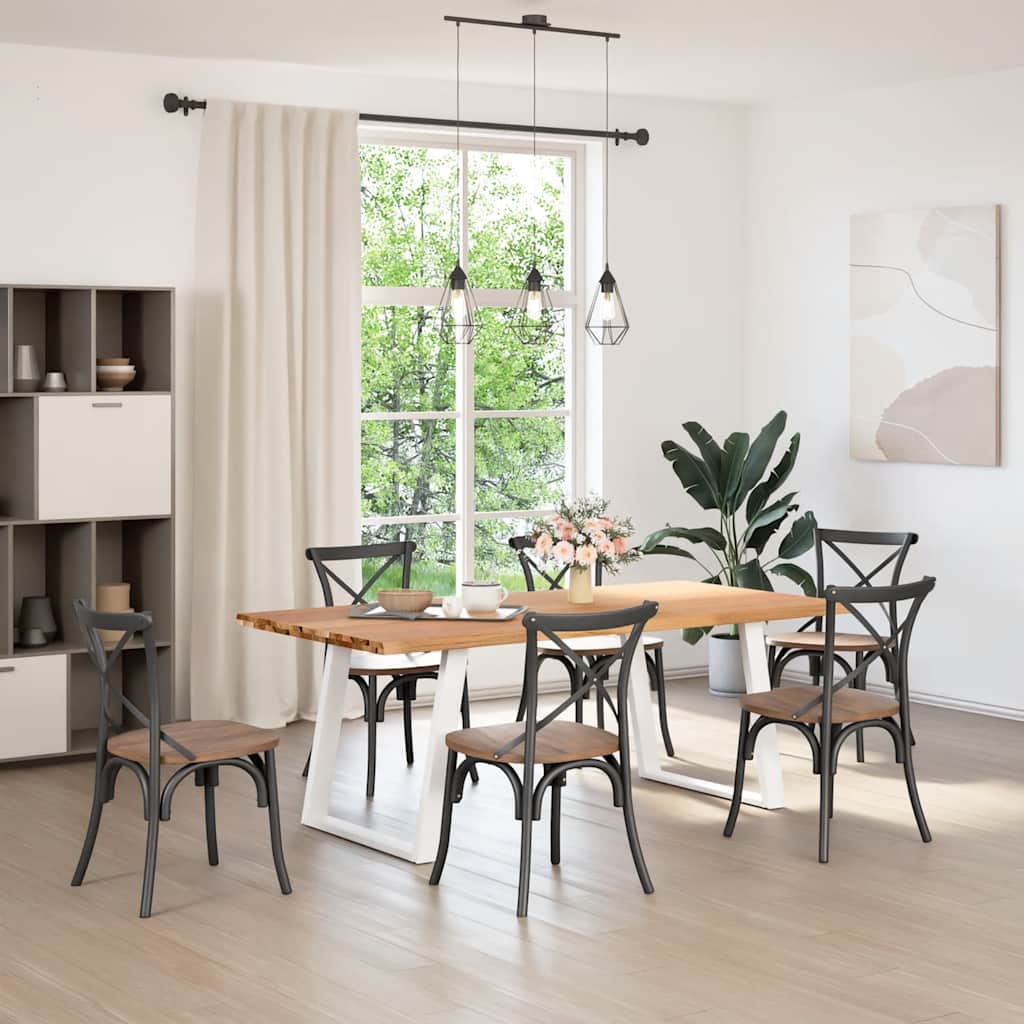 vidaXL Eettafel met natuurlijke rand massief eikenhout rechthoekig afbeelding