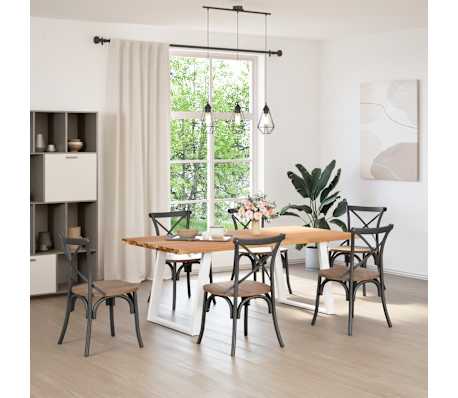 vidaXL Eettafel met natuurlijke rand massief eikenhout rechthoekig