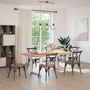 vidaXL Eettafel met natuurlijke rand 200x100x74 cm massief eikenhout