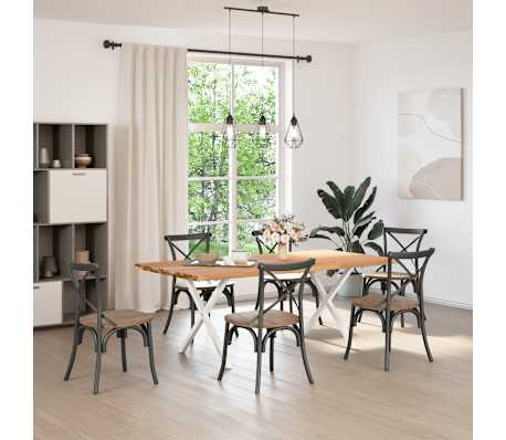 vidaXL Eettafel met natuurlijke rand massief eikenhout rechthoekig