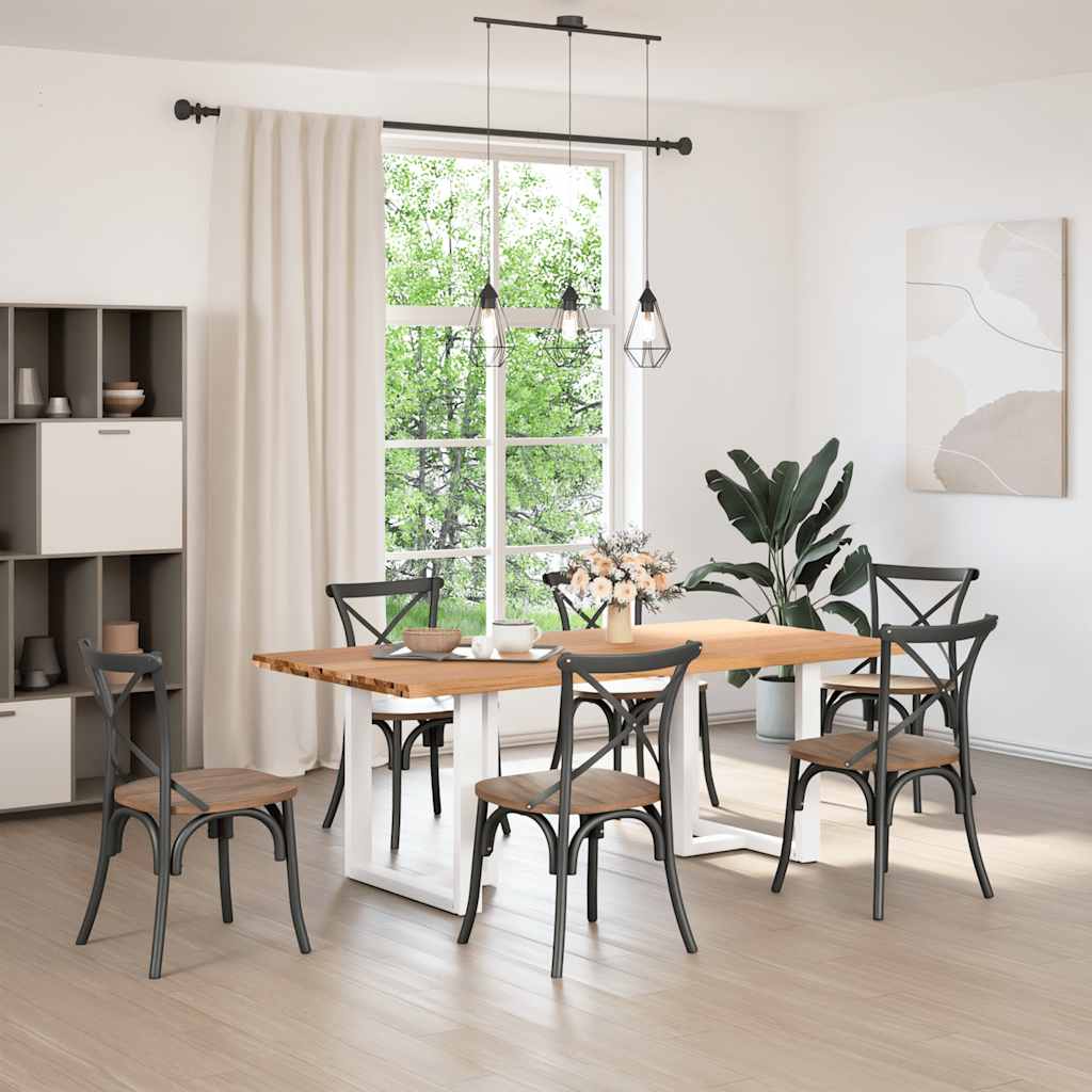vidaXL Eettafel met natuurlijke rand massief eikenhout rechthoekig afbeelding