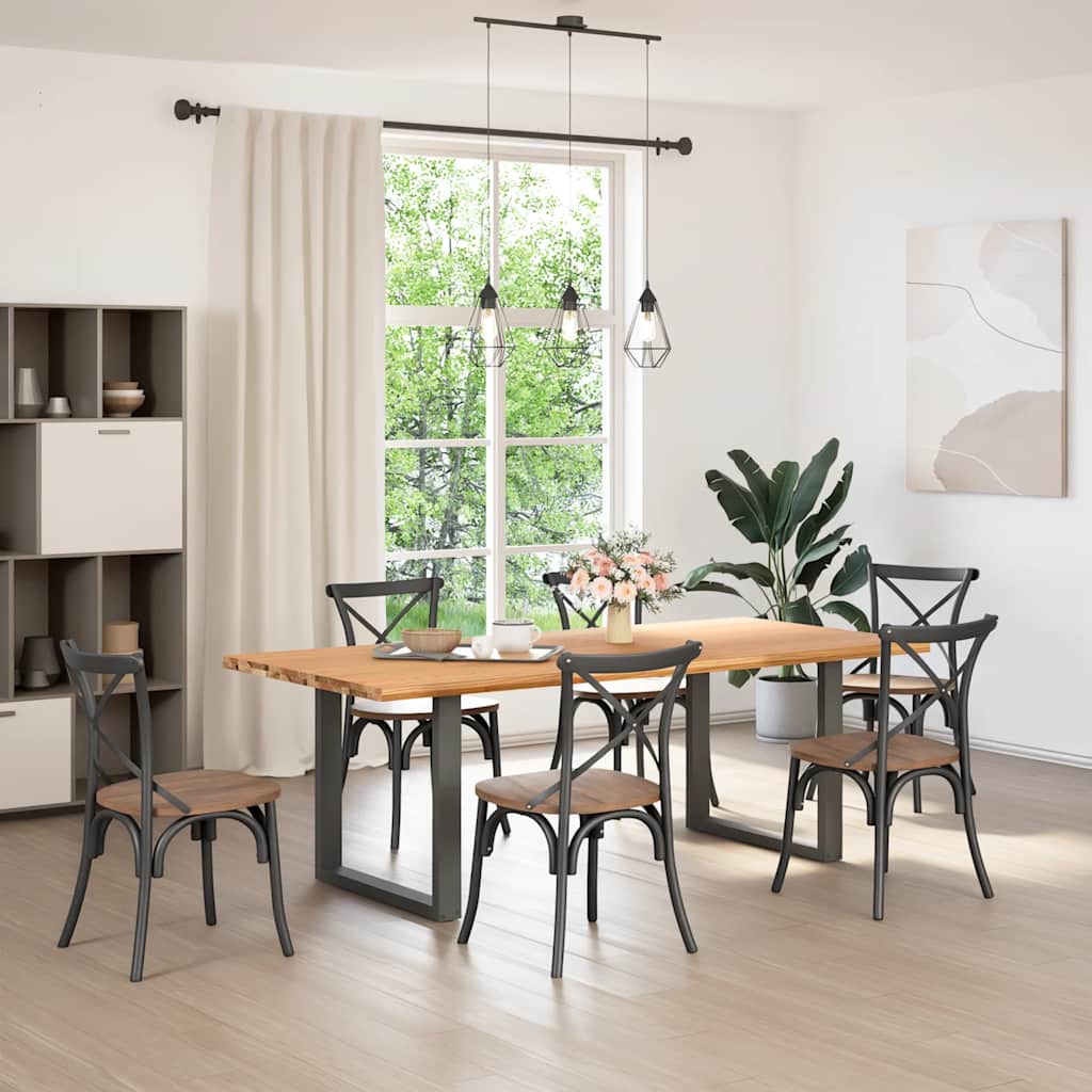 vidaXL Eettafel rechthoekig 220x100x74 cm massief eikenhout lichtbruin afbeelding