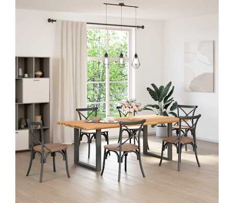 vidaXL Table &agrave; manger marron clair bois de ch&ecirc;ne massif rectangulaire