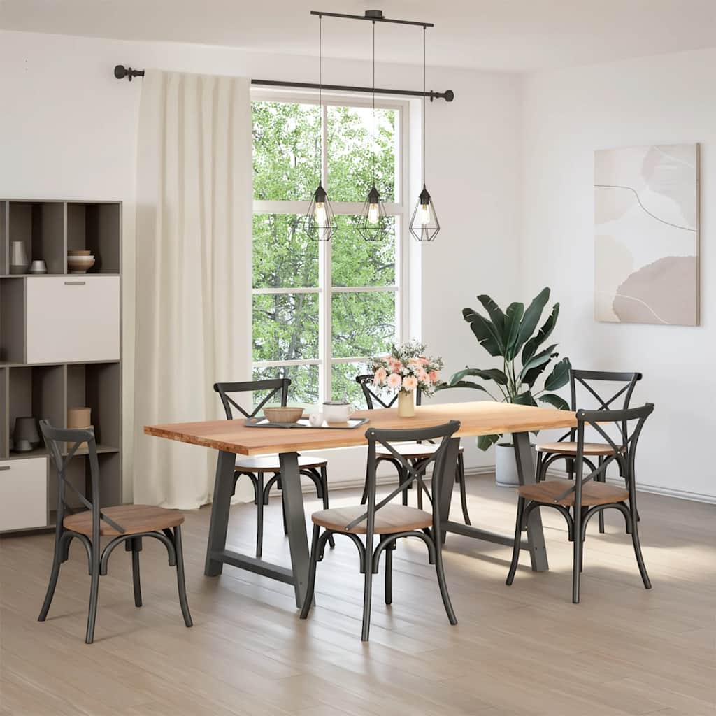 vidaXL Eettafel rechthoekig 220x100x74 cm massief eikenhout lichtbruin afbeelding