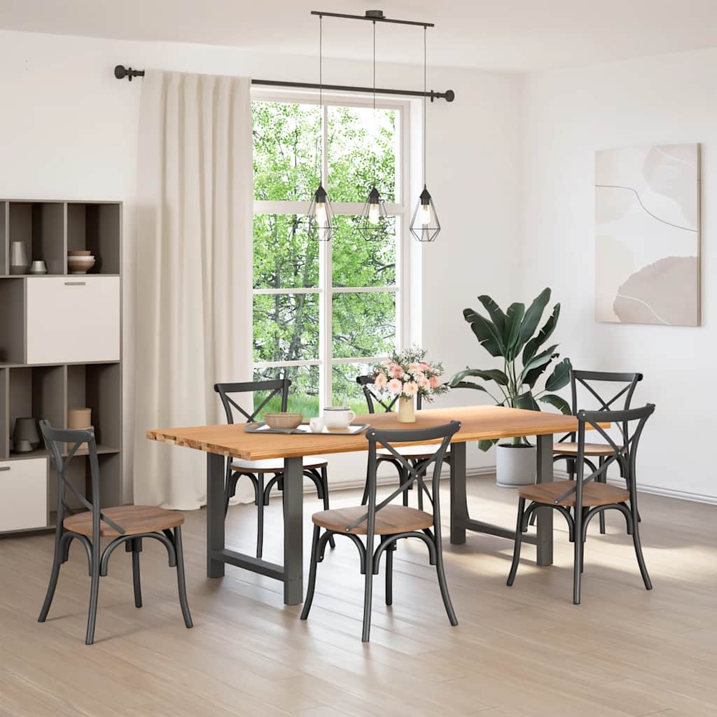 vidaXL Eettafel rechthoekig 220x100x74 cm massief eikenhout lichtbruin afbeelding