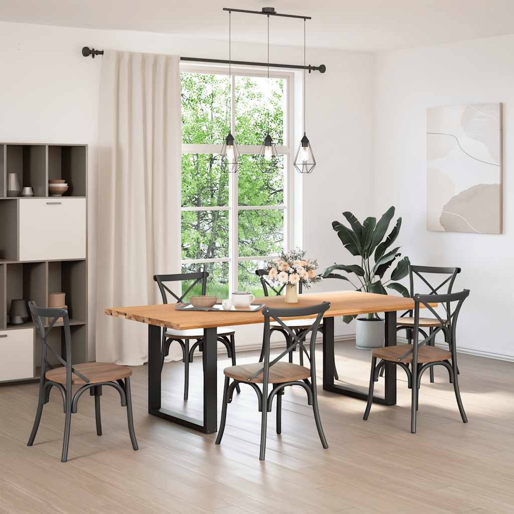 vidaXL Eettafel rechthoekig 220x100x74 cm massief eikenhout lichtbruin afbeelding