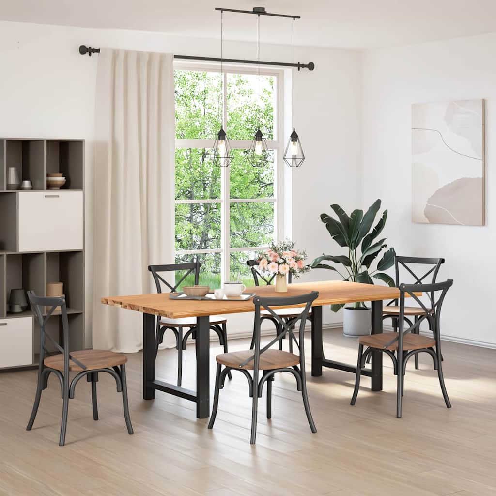 vidaXL Eettafel rechthoekig 220x100x74 cm massief eikenhout lichtbruin afbeelding