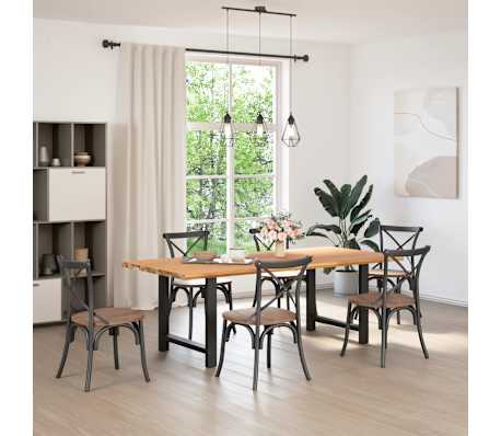 vidaXL Eettafel rechthoekig 220x100x74 cm massief eikenhout lichtbruin