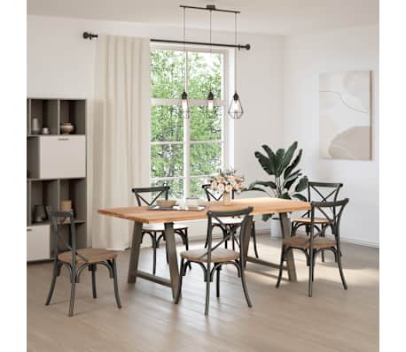 vidaXL Eettafel rechthoekig 220x100x74 cm massief eikenhout lichtbruin