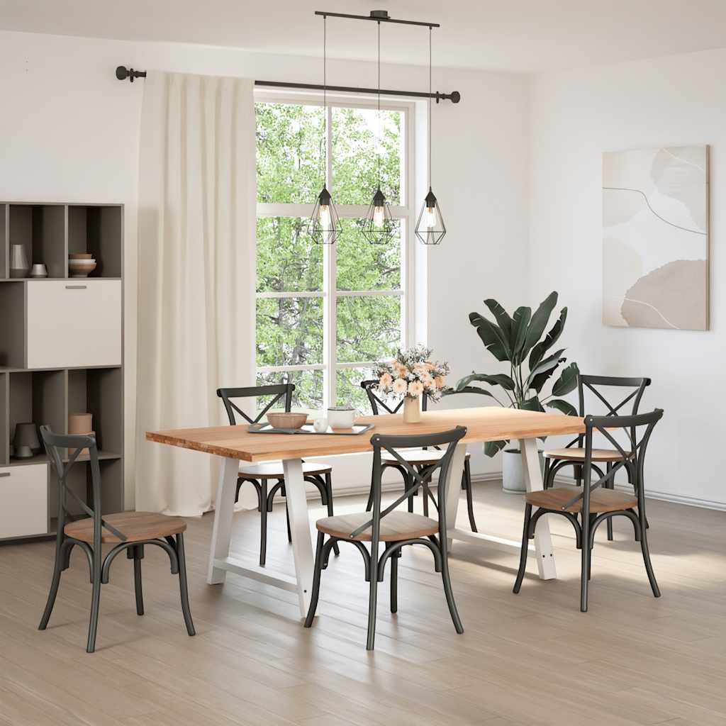 vidaXL Eettafel rechthoekig 220x100x74 cm massief eikenhout lichtbruin afbeelding