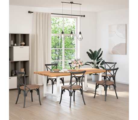 vidaXL Table &agrave; manger marron clair bois de ch&ecirc;ne massif rectangulaire