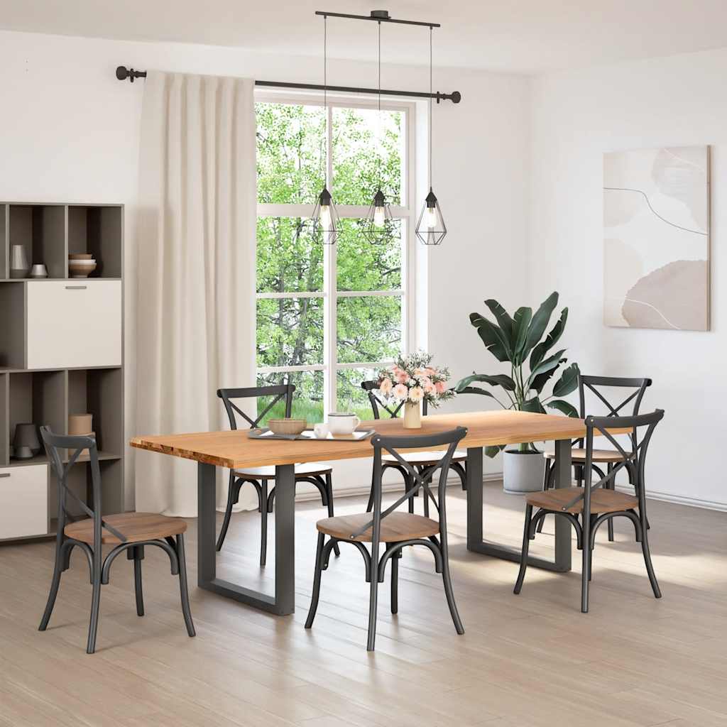 vidaXL Eettafel rechthoekig 240x100x74 cm massief eikenhout lichtbruin afbeelding