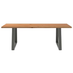 vidaXL Dining Table Light brown Solid oak wood, Powder-coated steel Large