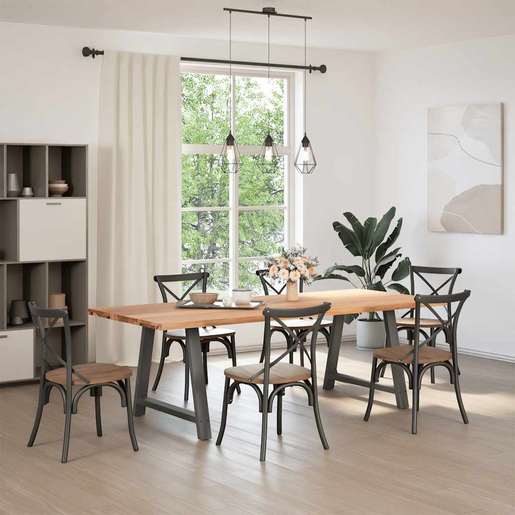 vidaXL Eettafel rechthoekig 240x100x74 cm massief eikenhout lichtbruin afbeelding