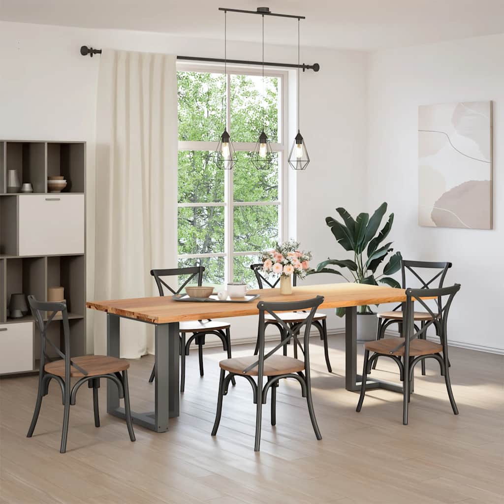 vidaXL Eettafel rechthoekig 240x100x74 cm massief eikenhout lichtbruin afbeelding
