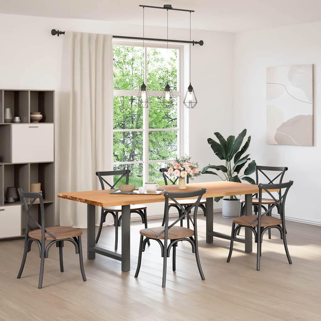vidaXL Eettafel rechthoekig 240x100x74 cm massief eikenhout lichtbruin afbeelding