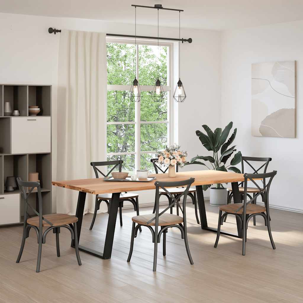 vidaXL Eettafel rechthoekig 240x100x74 cm massief eikenhout lichtbruin afbeelding