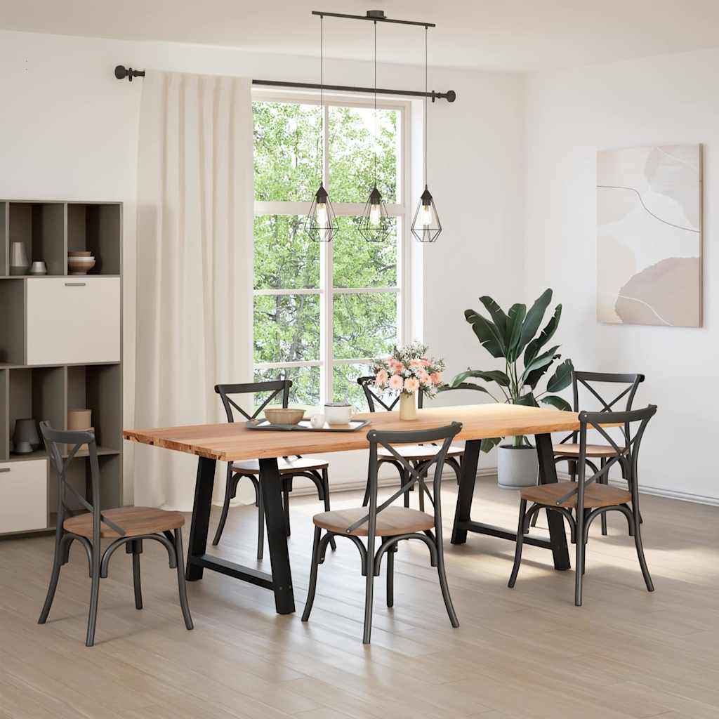 vidaXL Eettafel rechthoekig 240x100x74 cm massief eikenhout lichtbruin afbeelding