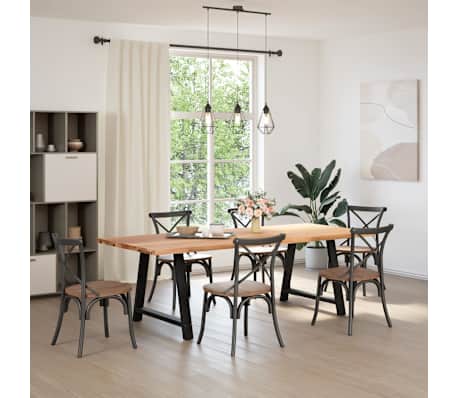 vidaXL Table &agrave; manger marron clair bois de ch&ecirc;ne massif rectangulaire