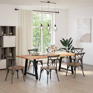 vidaXL Table &agrave; manger marron clair bois de ch&ecirc;ne massif rectangulaire