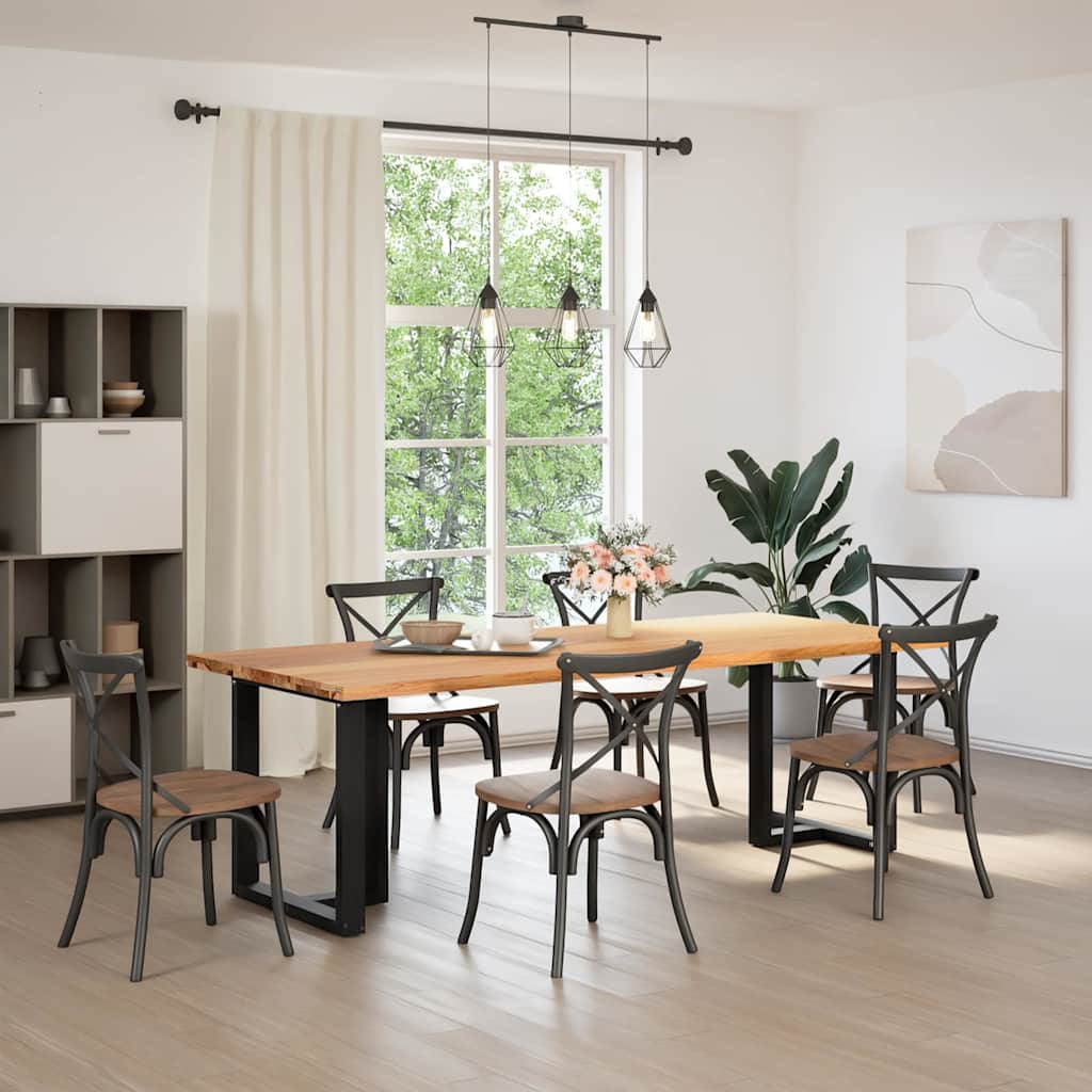 vidaXL Eettafel rechthoekig 240x100x74 cm massief eikenhout lichtbruin afbeelding