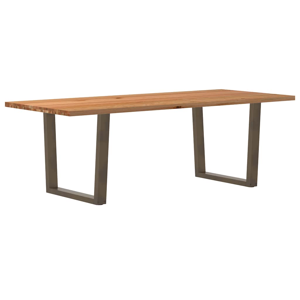 vidaXL Eettafel met natuurlijke rand 240x100x74 cm massief eikenhout