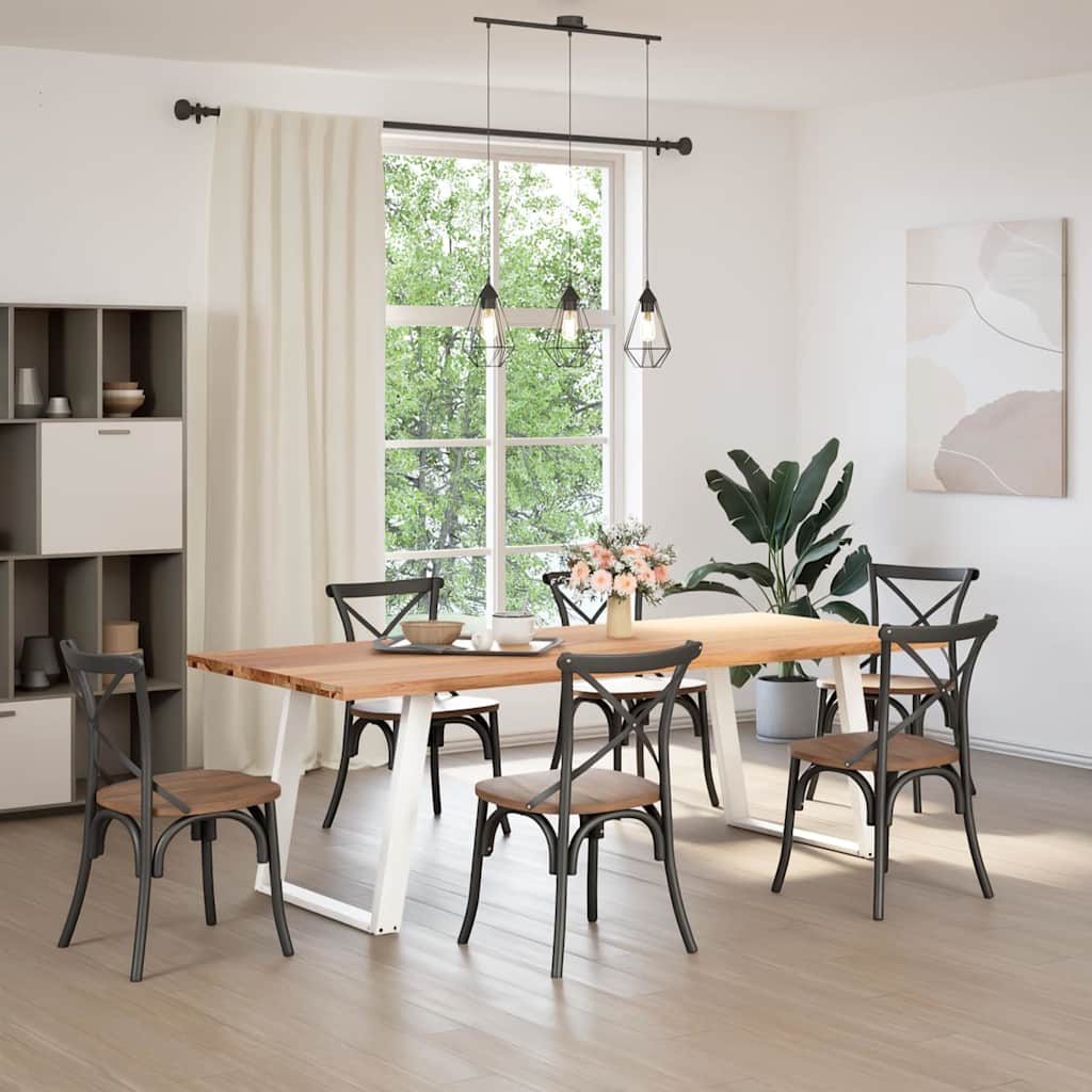 vidaXL Eettafel rechthoekig 240x100x74 cm massief eikenhout lichtbruin afbeelding